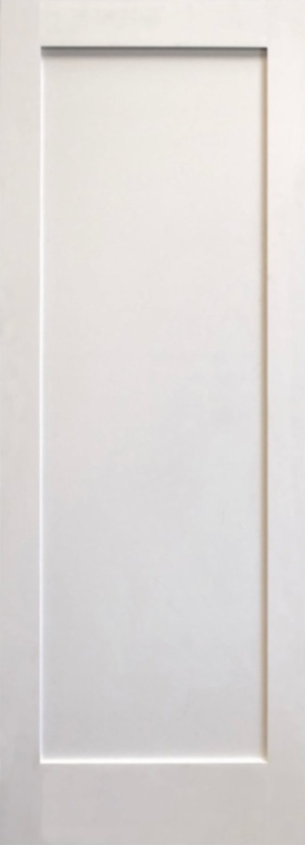 One panel Shaker interior door, primed white